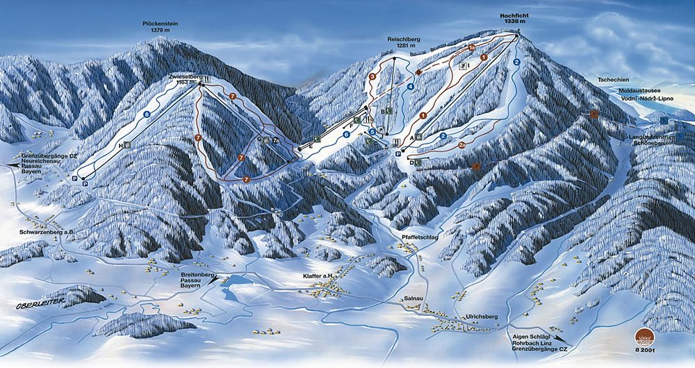 Landkarte des Skigebiets Hochficht Landkarte des Skigebiets Hochficht