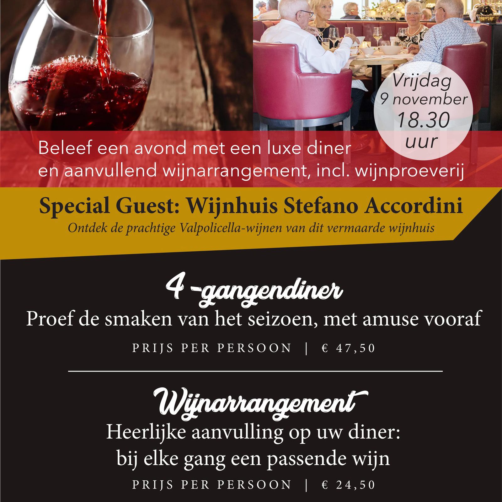 Avond Wine & Dine bij restaurant De Hazelaer