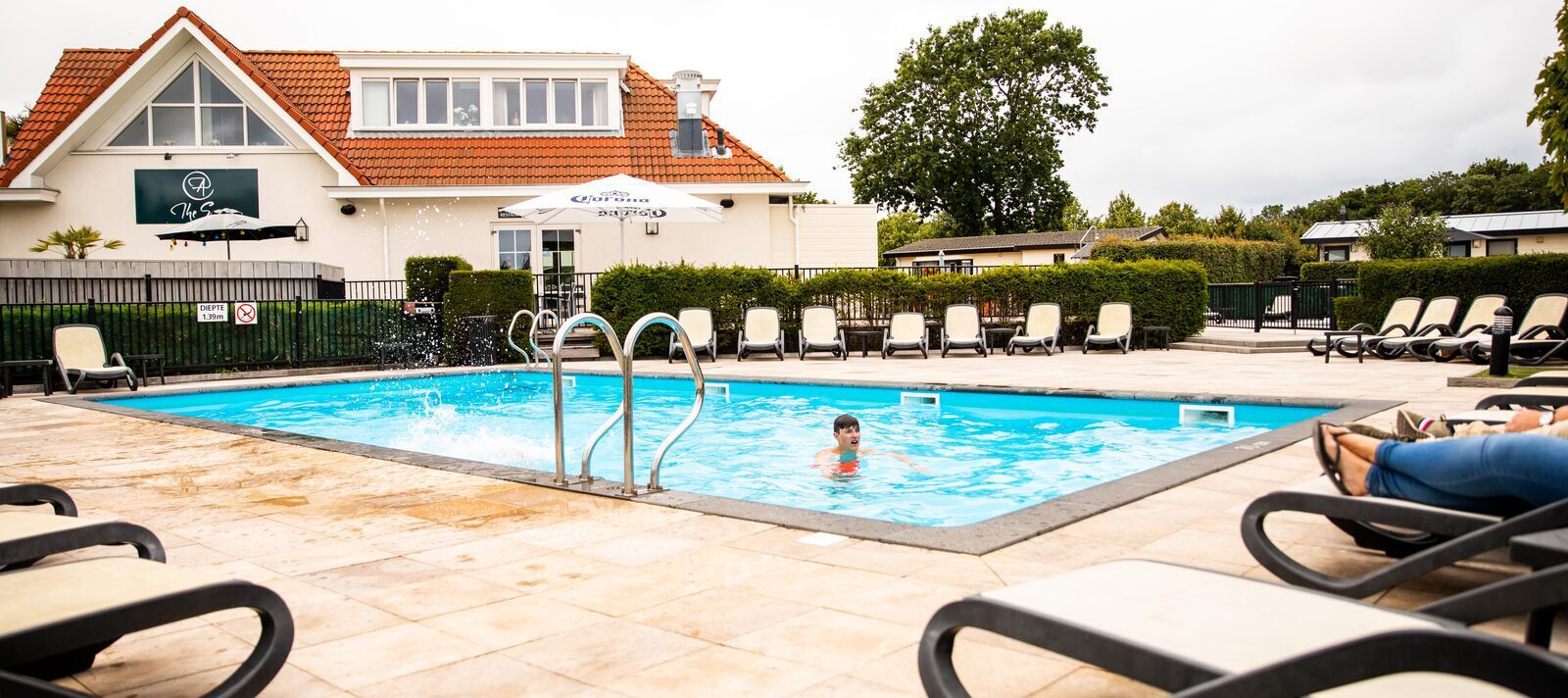 Heated outdoor swimming pool